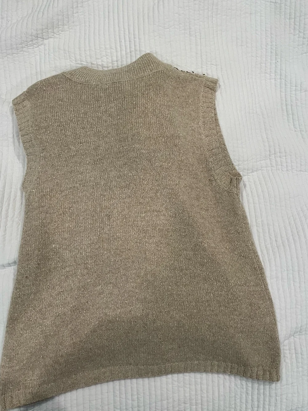 Needles Beige Silk Knit Shell with Decorative Trim (L)